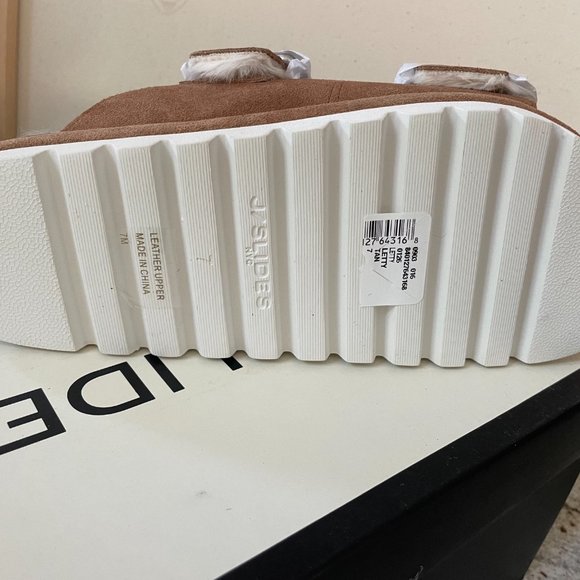 Tan Faux Fur-Lined Suede Slides from J/SLIDES - Picture 6 of 9